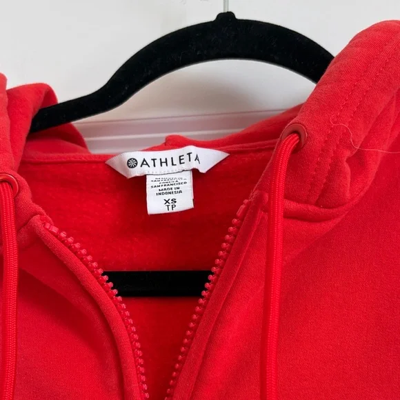 Athleta Cropped Red Zip-Up Hoodie - Picture 2 of 2